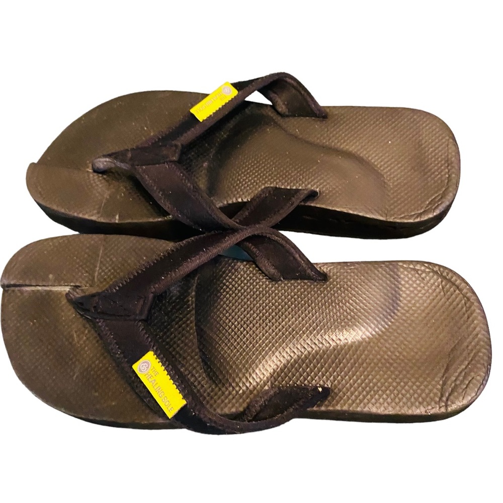 The Healing Sole Womens 12 / Mens 10 Original Black Flip Flops - Picture 5 of 12